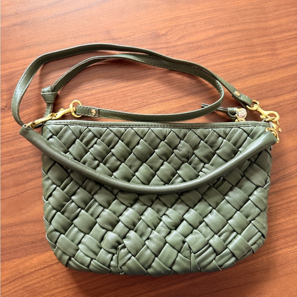 Clare V Army Green Woven Puffy Petite Moyen Messenger - Picture 4 of 13